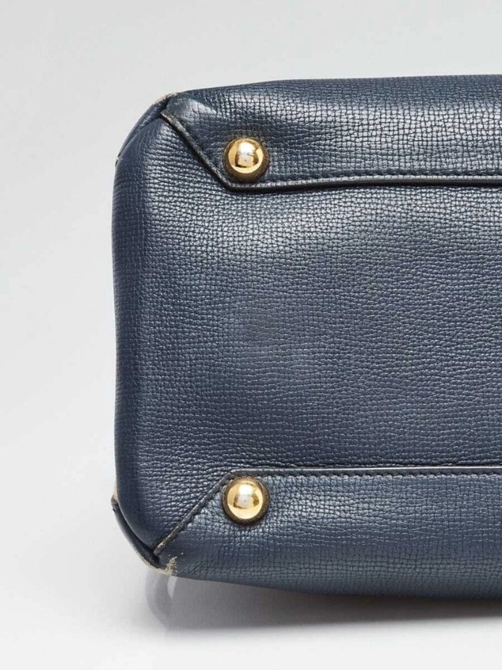 Burberry Blue Pebbled Leather House Check Medium Banner Tote Bag - Picture 5 of 12